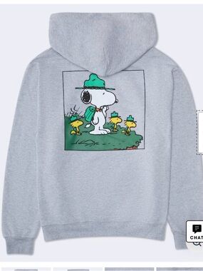 Aeropostale Light Gray Hoodie with Green & Yellow Snoopy Graphic Unisex